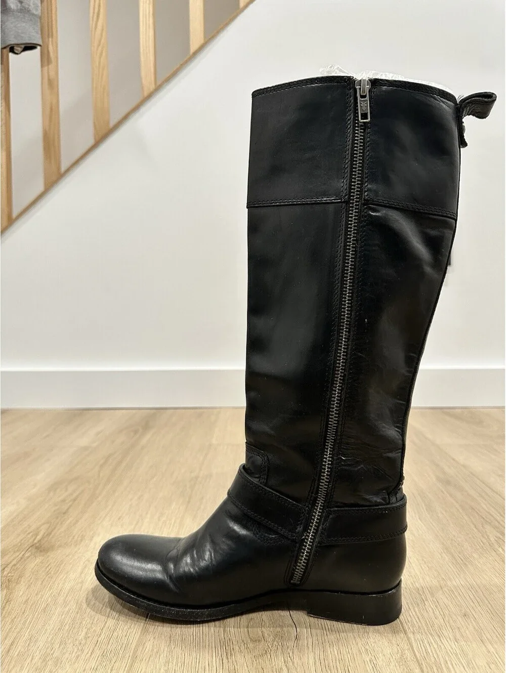 Frye Women's Black Melissa Harness Leather Riding Boots Size 6 B